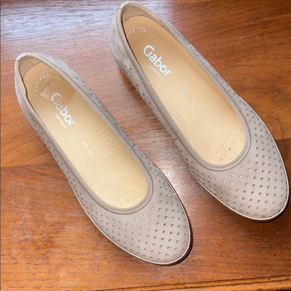Gabor Women's Taupe Perforated Flats - Picture 1 of 8